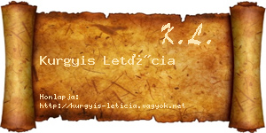 Kurgyis Letícia névjegykártya